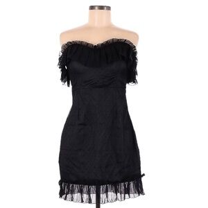 NWT! Nic & Jo Black Off-the-Shoulder Ruffled Mini Cocktail Dress. Size Medium.